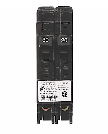 AP Products Circuit Breaker 30 Amp/20 Amp Twin Pole 120 Volt   • ITEQ3020