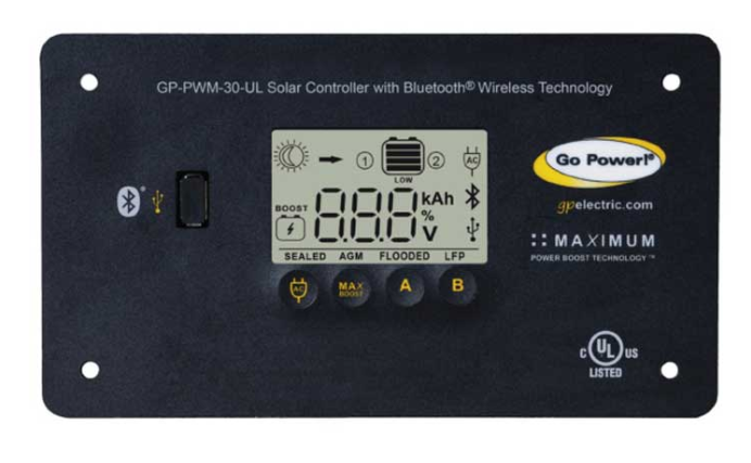 Go Power! 30-Amp Dual Bank Bluetooth Enabled Digital Solar Controller  • 82756