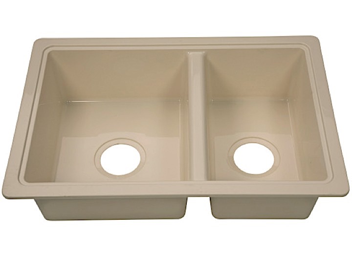 Lippert Plastic Parchment Drop-In Rectangular Double Bowl Kitchen Sink (25