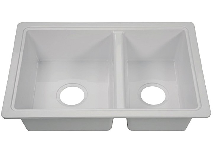 Lippert Plastic White Drop-In Rectangular Double Bowl Kitchen Sink (25