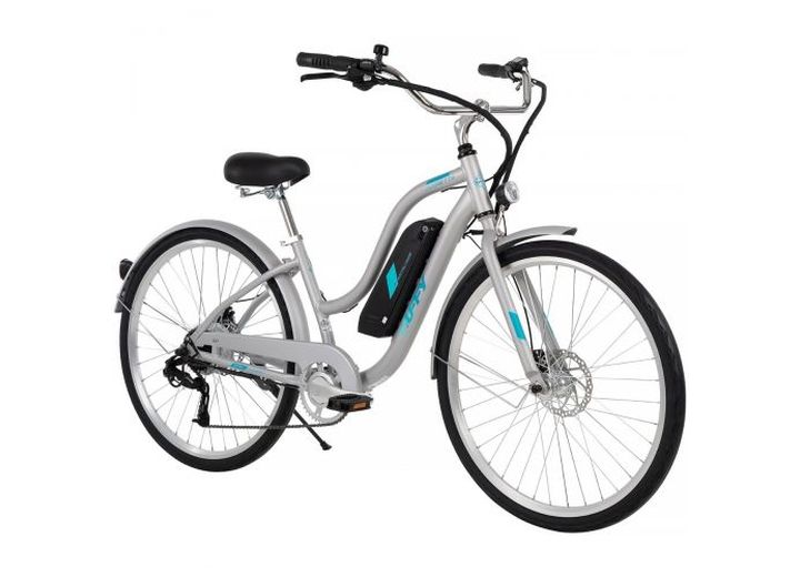 Huffy Everett + Women’s 27.5” Pedal-Assist Electric Comfort Bike – 36V, 350W, Silver  • E4870