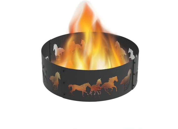 Blue Sky Outdoor Living Heavy Gauge 36 in. Round x 12 in. High Horse Decorative Steel Fire Ring  • FR36HRS01
