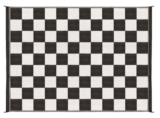 Camco Open Air Reversible Outdoor Mat - 9' x 12' Black/White Checkered  • 42827