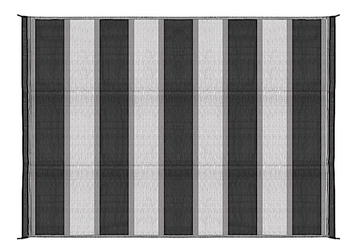 Camco Open Air Reversible Outdoor Mat - 6' x 9' Charcoal Stripe  • 42873