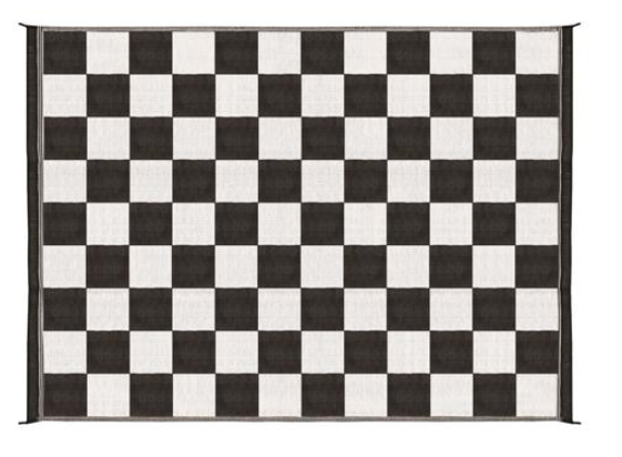 Camco Open Air Reversible Outdoor Mat - 6' x 9' Black/White Checkered  • 42884