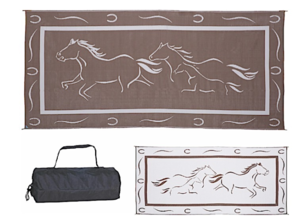 Ming's Mark  Stylish Camping 8 ft. x 18 ft. Galloping Horses - Brown/White  • GH8187