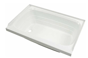 Lippert White Plastic Rectangular Bath Tub with Left Hand Drain (36