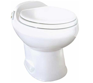 Thetford Aria Deluxe II Bone Porcelain High Profile Built-In Toilet with Flush Button  • 19764