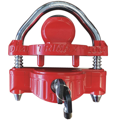 Trimax UMAX25 Univ Dc Dualing Narrow Red Coupler 1/2" Steel Shackle Lock 