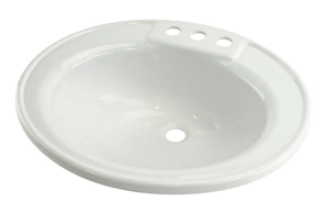 Lippert Plastic White Drop-In Oval Single Bowl Lavatory Sink (20