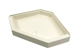 Lippert Neo Angle Parchment Plastic Hexagonal Shower Pan with Center Drain (34