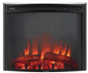 Furrion Built-In Curved Glass Electric RV Fireplace - Wood Platform, 26