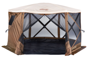 Quick-Set Escape Sky Camper 6-Sided Screen Shelter with Screen Roof/Rain Fly/Wind Panels/Floor, Brown  • 12874