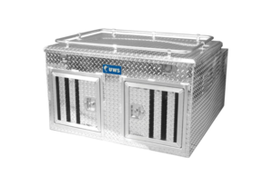 UWS Double-Door Dog Box w/ Full Enclosure & Storage, Bright Aluminum, 48