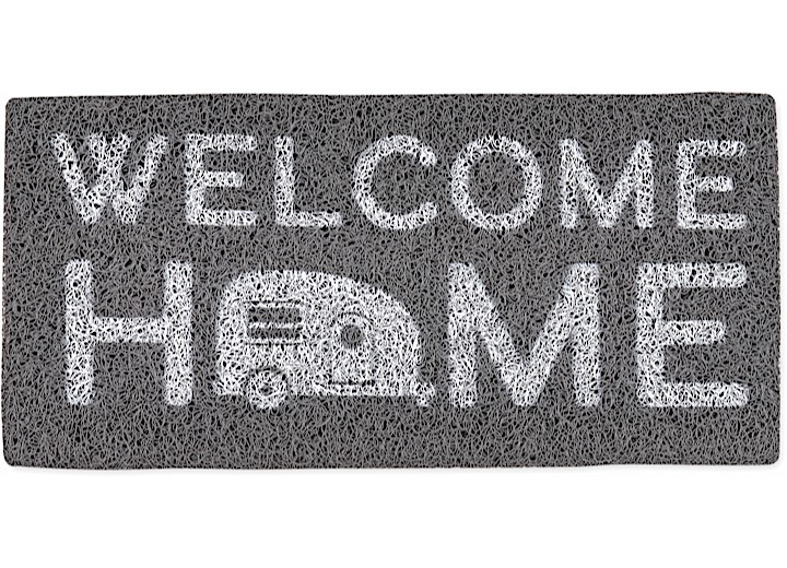 Camco RV Wrap Around Step Rug, Fits 18-Inch Wide Steps- Welcome Home, Gray / White  • 53196
