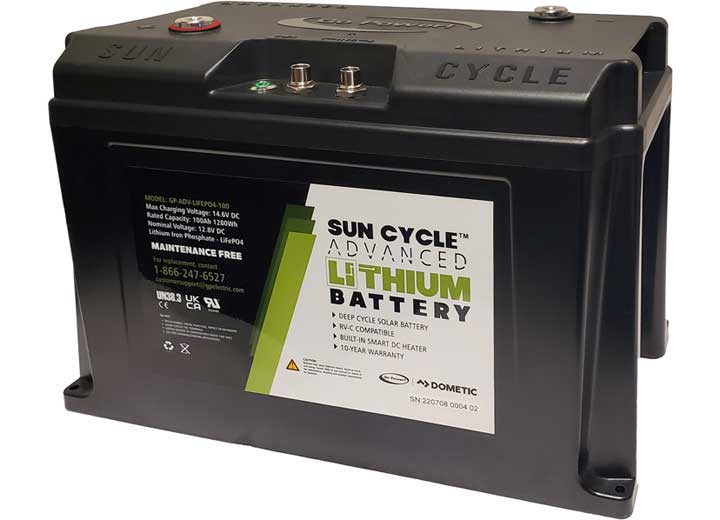 Go Power Sun Cycle Lithium RV Battery - LiFePo4 - Bluetooth - Group 24 - 12V - 100 Amp Hour  • 83156