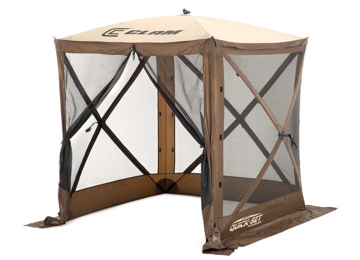 Quick-Set Traveler 4-Sided Screen Shelter - Brown with Tan Roof & Black Mesh  • 9881