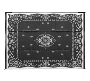 Camco Outdoor Mat 9' x 12' - Oriental, Charcoal / White  • 42853