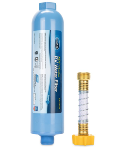 Camco TastePURE Water Filter (KDF) - w / Flexible Hose Protector  • 40043