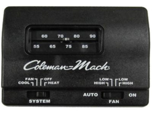Coleman-Mach Analog Heat/Cool RV Air Conditioner Thermostat - 12V - Black  • 7330F3852