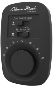 Coleman-Mach Single Stage Heat/Cool Analog Wall Thermostat, Black  • 9420-351